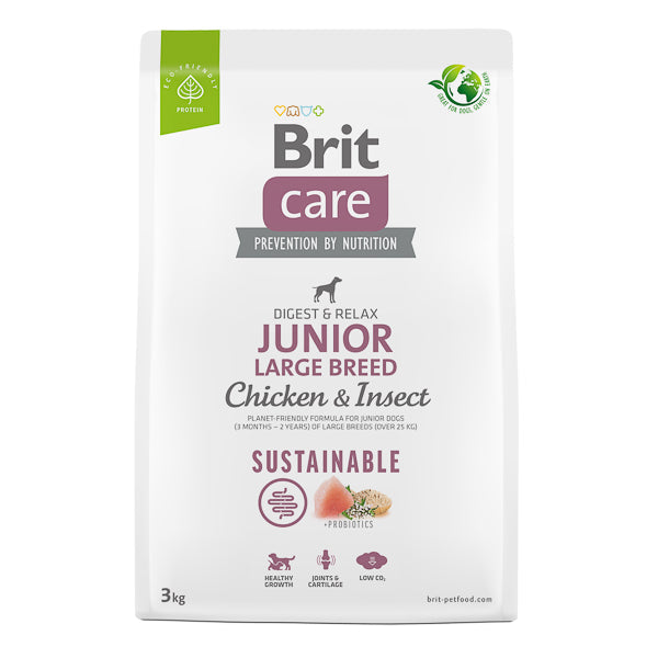 Brit Care Dog Sustainable Junior Large Breed cu Pui si Insecte