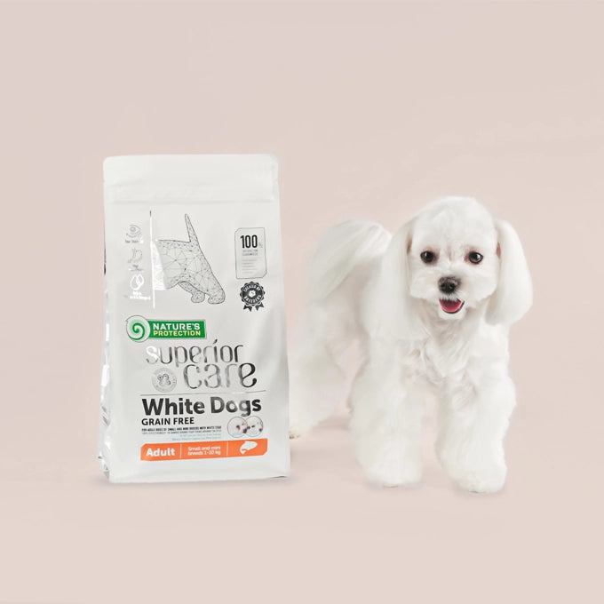 Superior Care White Dogs Small&Mini Breeds Adult Grain Free cu Somon