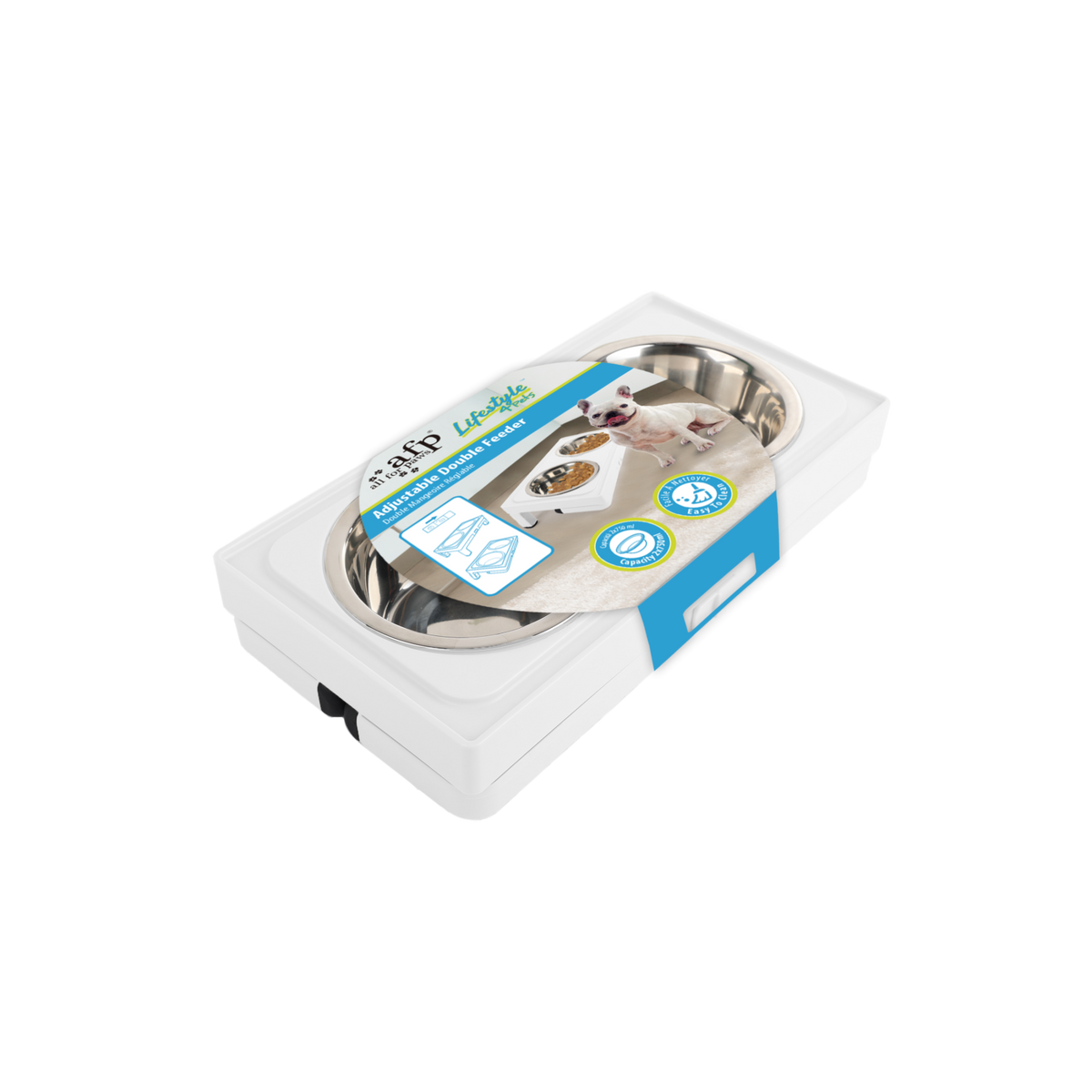 All for Paws Adjustable Double Feeder cu Doua Boluri 2x750 ML