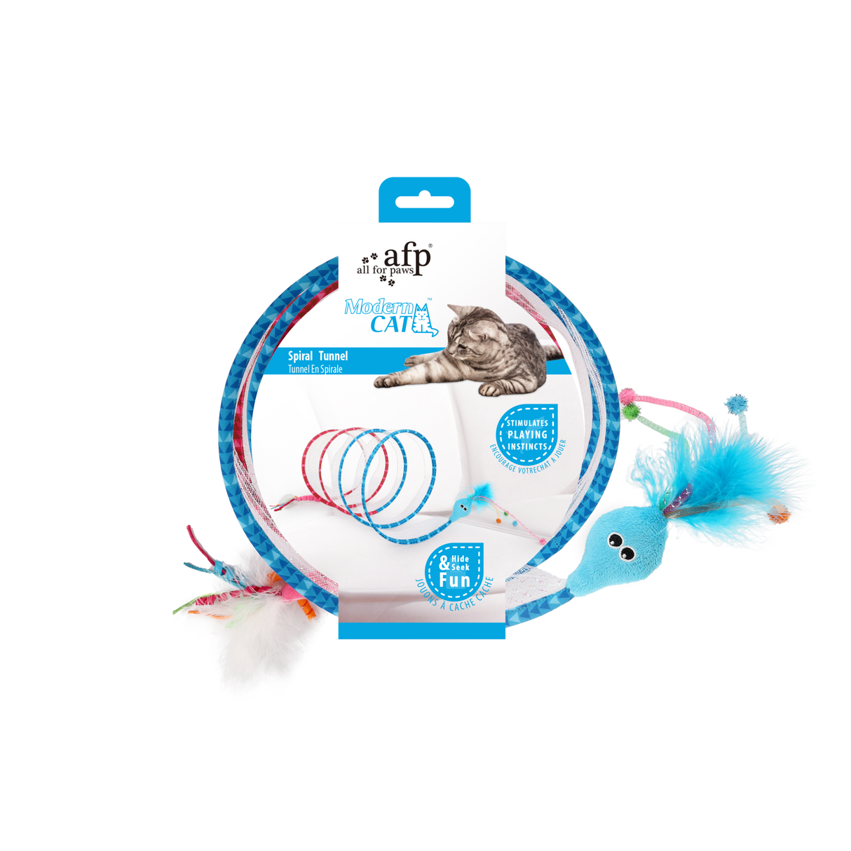 Afp All for Paws Jucarie Tunel Spiral Roz/Albastru pentru Pisici - imagine 1