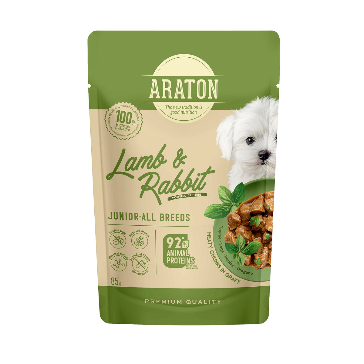 Araton Junior Dog Cubulete de Miel si Iepure in Sos 500 Gr