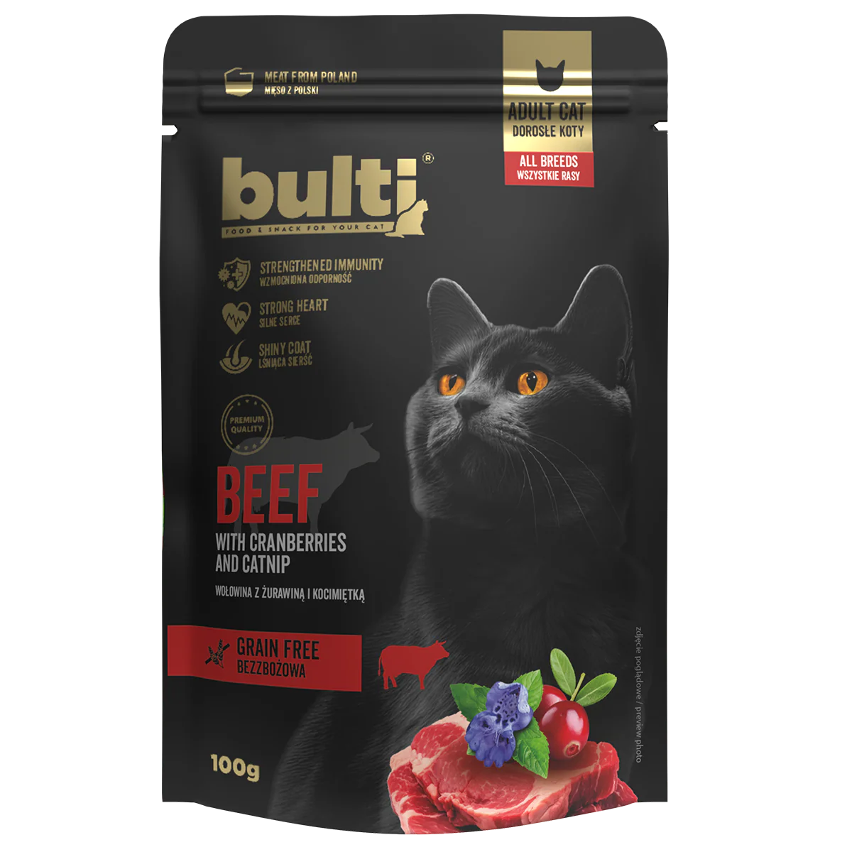 Bulti GF Superfood Pouch cu Vita, Afine si Merisoare pentru Pisici 100 Gr