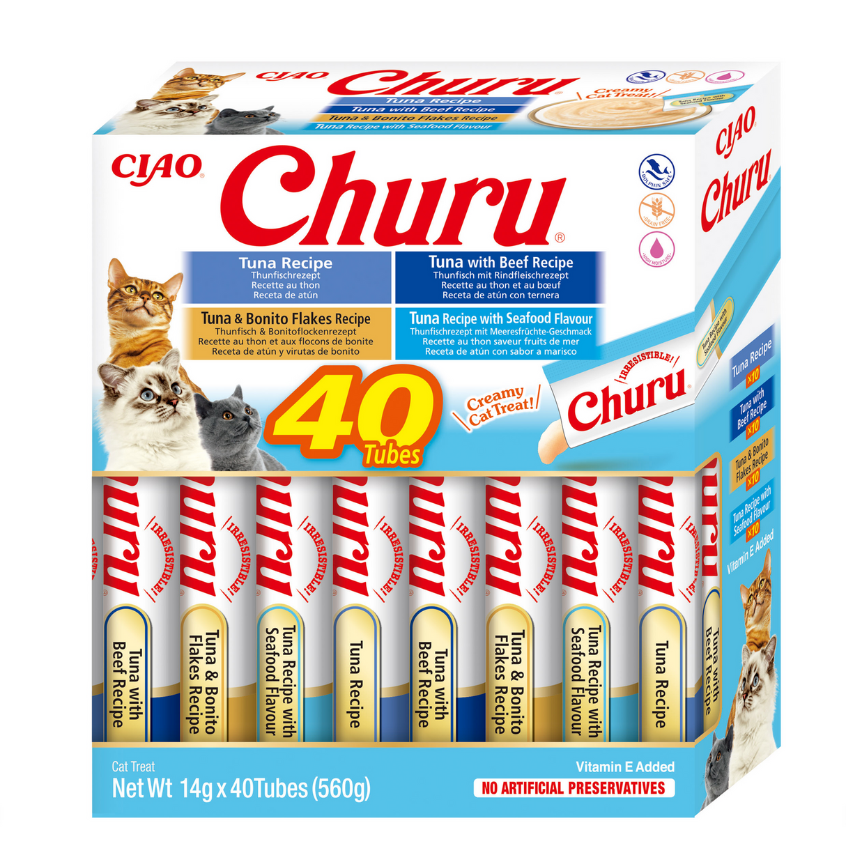 Inaba Churu Cat Varieties Recompense Cremoase cu Ton 40 buc - imagine 1