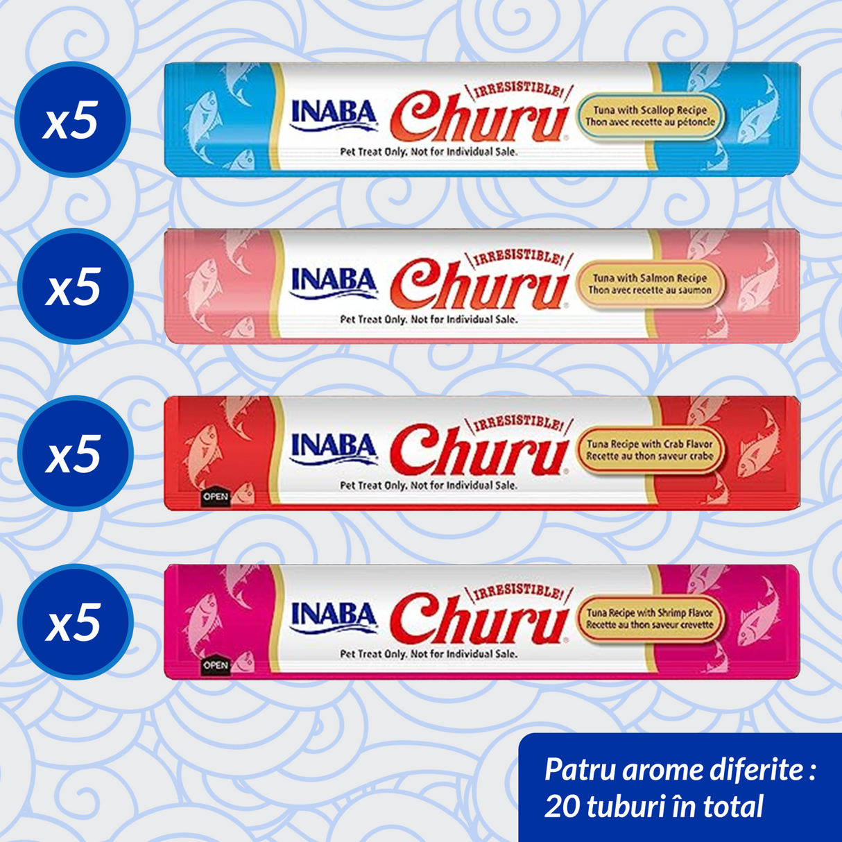 Churu Cat Varieties Recompense Cremoase cu Ton si Fructe de Mare 20 Buc