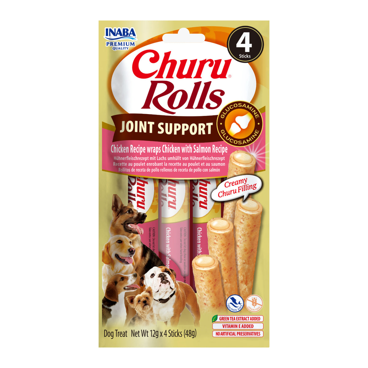 Churu Dog Rolls Joint Support Recompense cu Pui si Somon pentru Caini