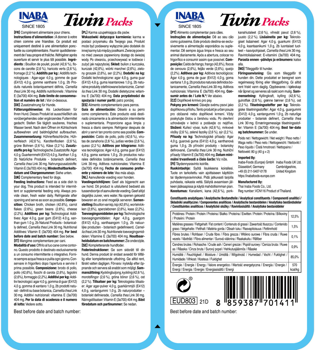 Churu Dog Twin Pui cu Legume si Branza in Supa de Pui