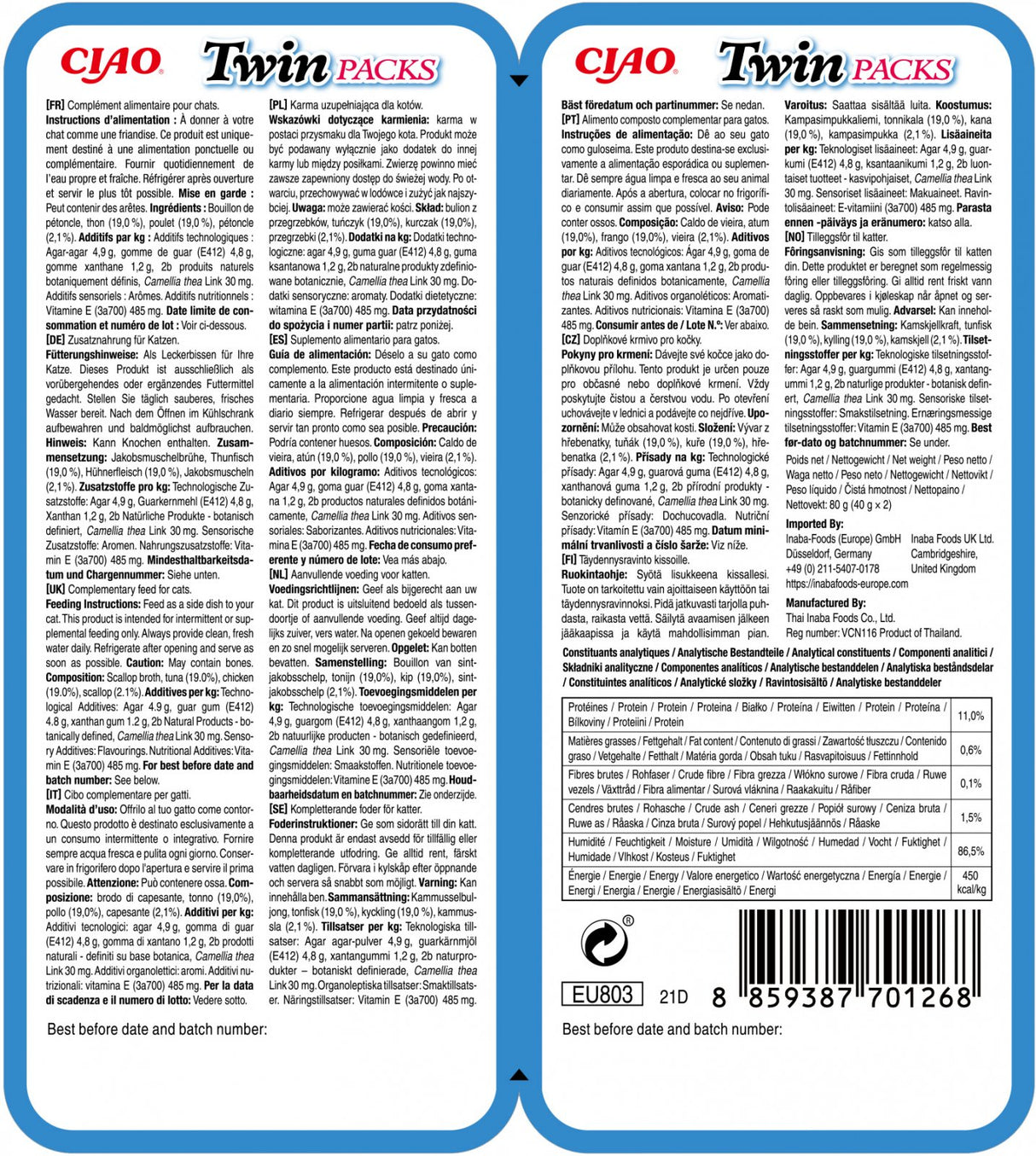 Ciao Cat Twin Reteta de Ton si Pui in Supa de Scoici