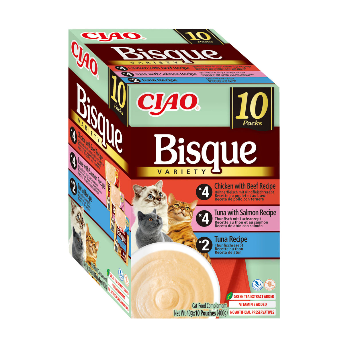 Inaba Ciao Churu Bisque Variety cu Ton, Pui si Vita, Ton si Somon 10 Buc - imagine 3