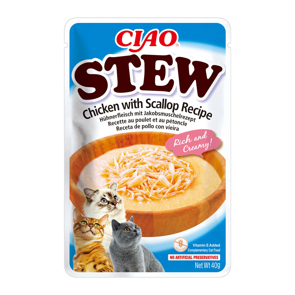 Inaba Ciao Churu Stew pentru Pisici cu Pui si Supa Scoici - imagine 1