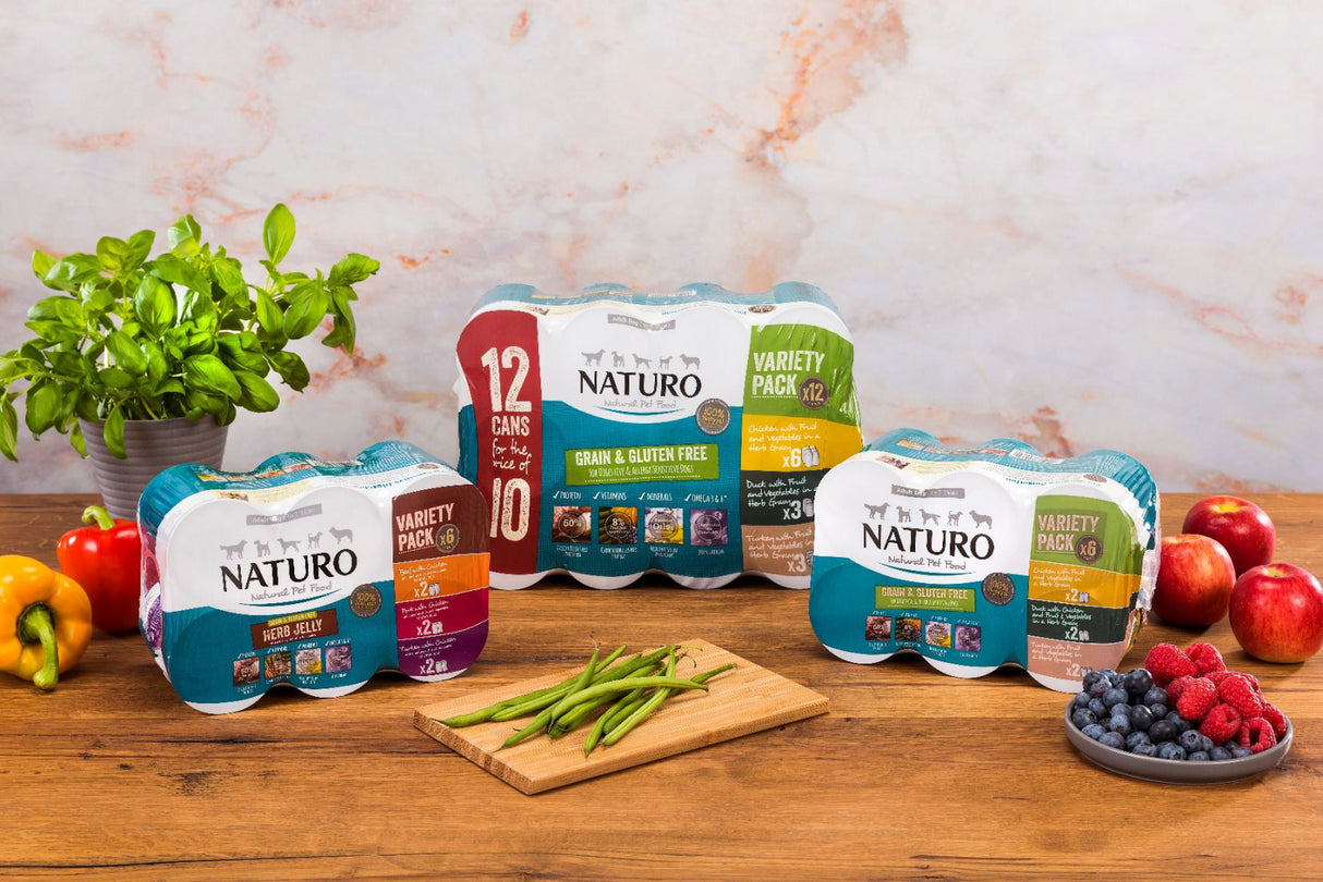 Conserve Naturo Adult Variety Pack, Pui, Rata, Curcan 390g x 6