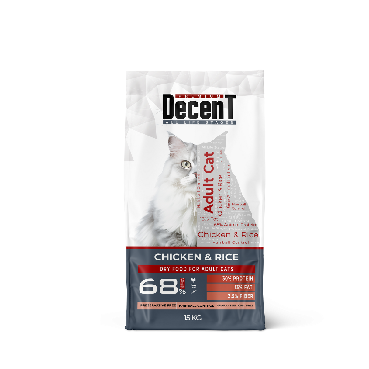 Decent DecenT Adult Cat Hairball Care cu Pui si Orez