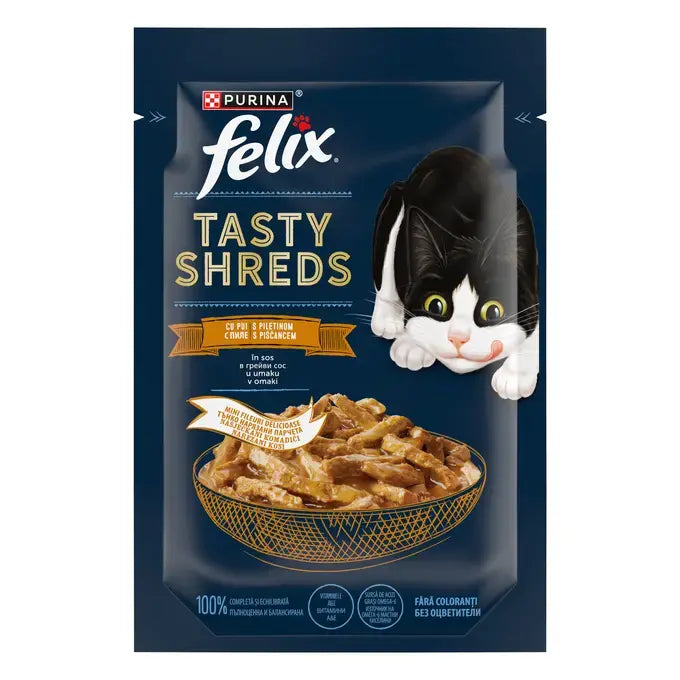 Felix Tasty Shreds cu Pui in Sos 80 Gr