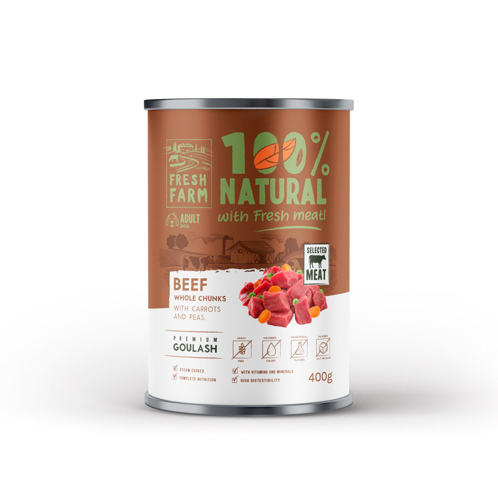 Fresh Farm Fresh Farm Goulash Conserva Hrana Umeda cu Vita si Morcovi 400 Gr