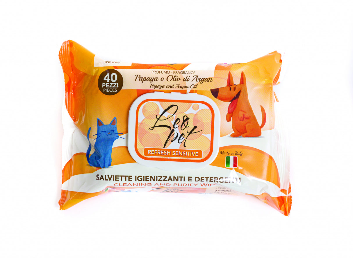 Leopet Leopet Servetele Umede cu Papaya si Ulei de Argan pentru Animale de Companie