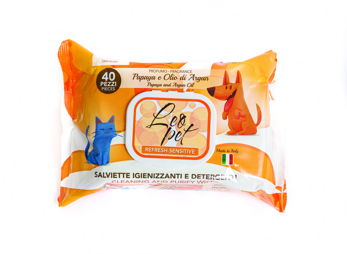 Leopet Servetele Umede cu Papaya si Ulei de Argan pentru Animale de Companie