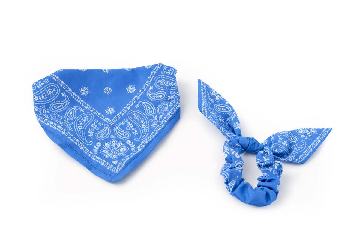 Leopet Twinlook Set Bandana cu Elastic de Par Asortat Blue