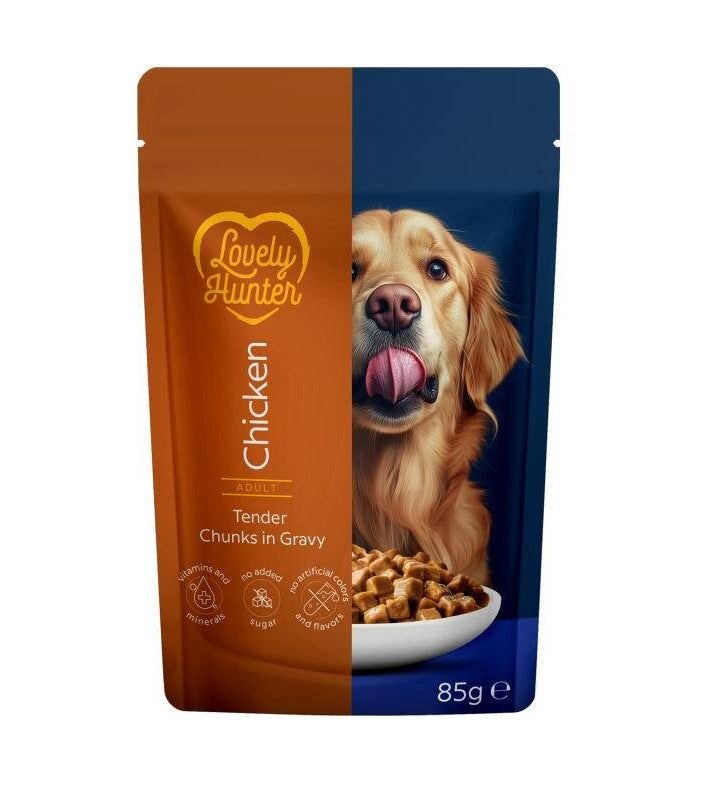 Lovely Hunter Hrana Umeda pentru Caini Adulti cu Pui 85 Gr