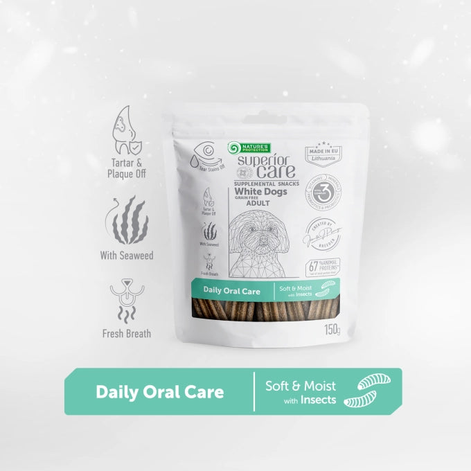 Nature's Protection Superior Care Superior Care White Dogs Snacks Oral Care cu Insecte 150 Gr - imagine 2