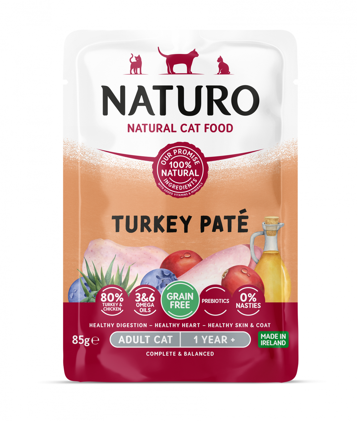 Naturo Naturo Cat Adult Grain Free Mousse cu Curcan 85g - imagine 1