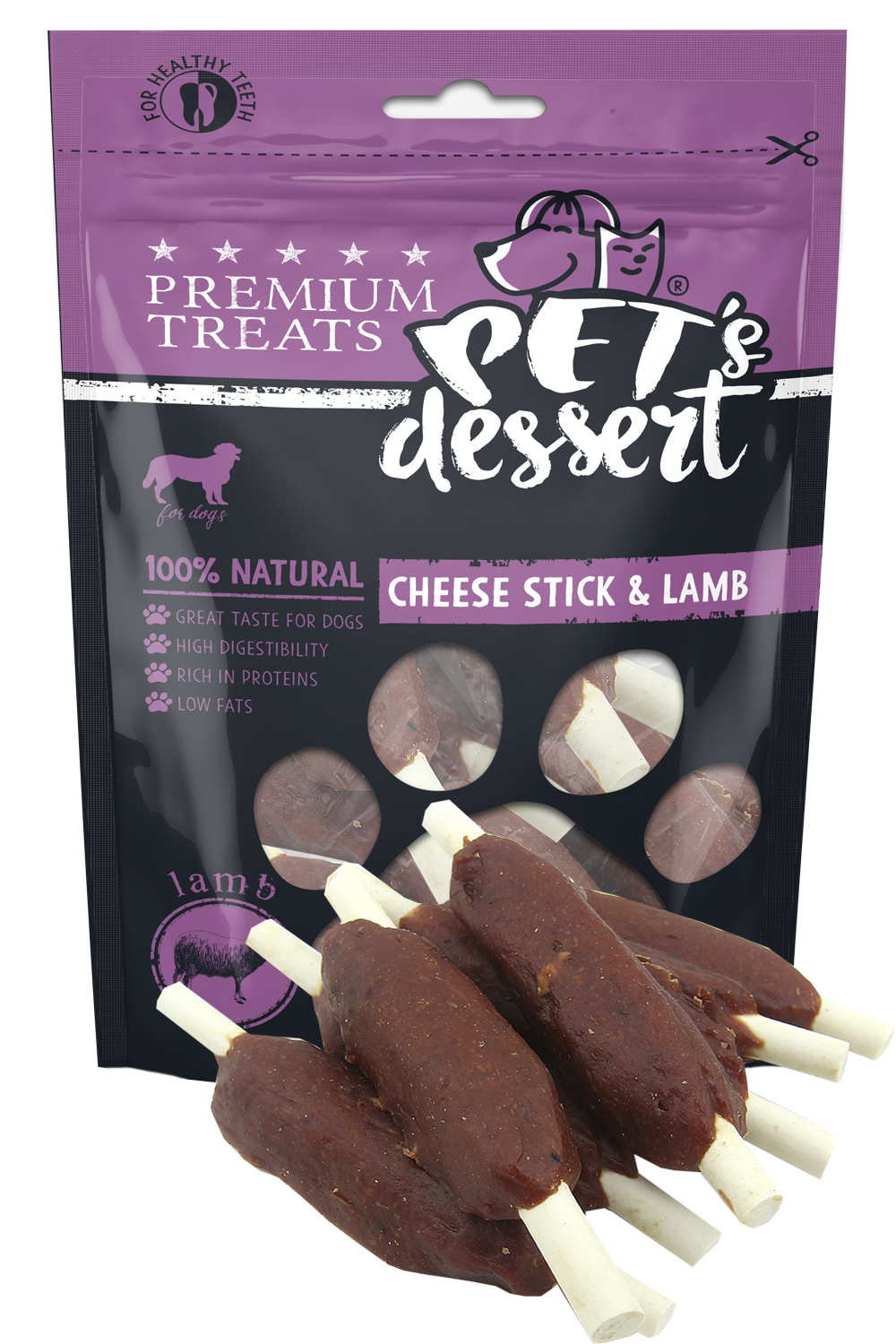 Pet's Dessert Pet's Desert Dog Cheese Stick&Lamb 80g LSL-03