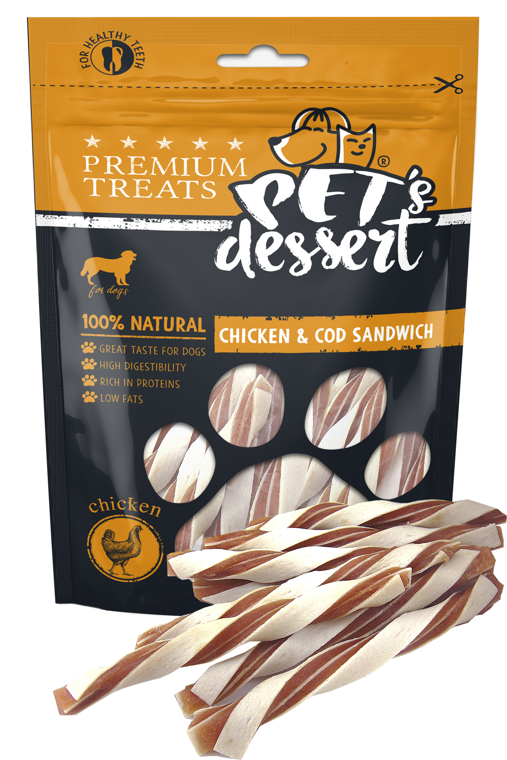 Pet's Dessert Pet's Desert Dog Chicken&Cod Sandwich 80g LSC-42
