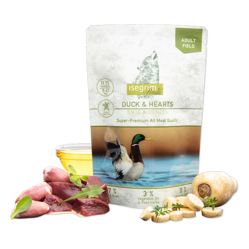 Isegrim Pouch Isegrim Dog Adult cu Rata si Inimi de Pui