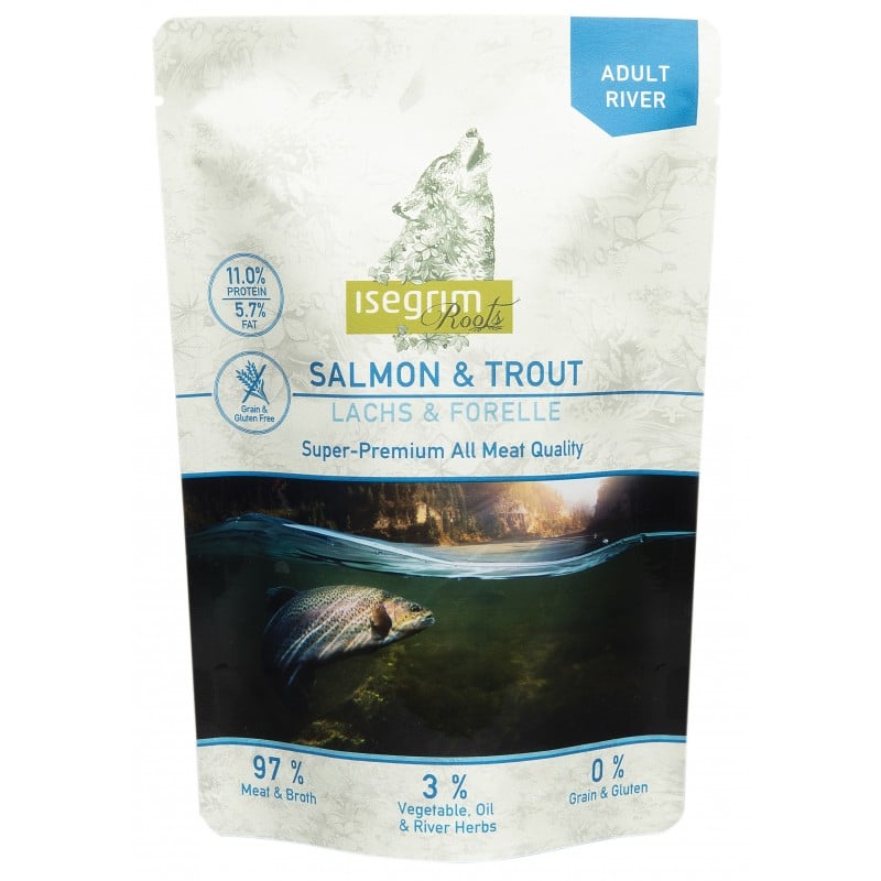 Pouch Isegrim Dog Adult River - Salmon & Trout 410 Gr.