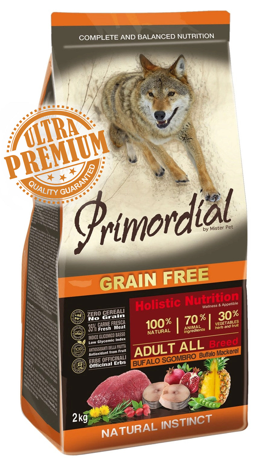 Primordial Grain-Free Holistic Dog Adult Buffalo&Mackerel 12kg