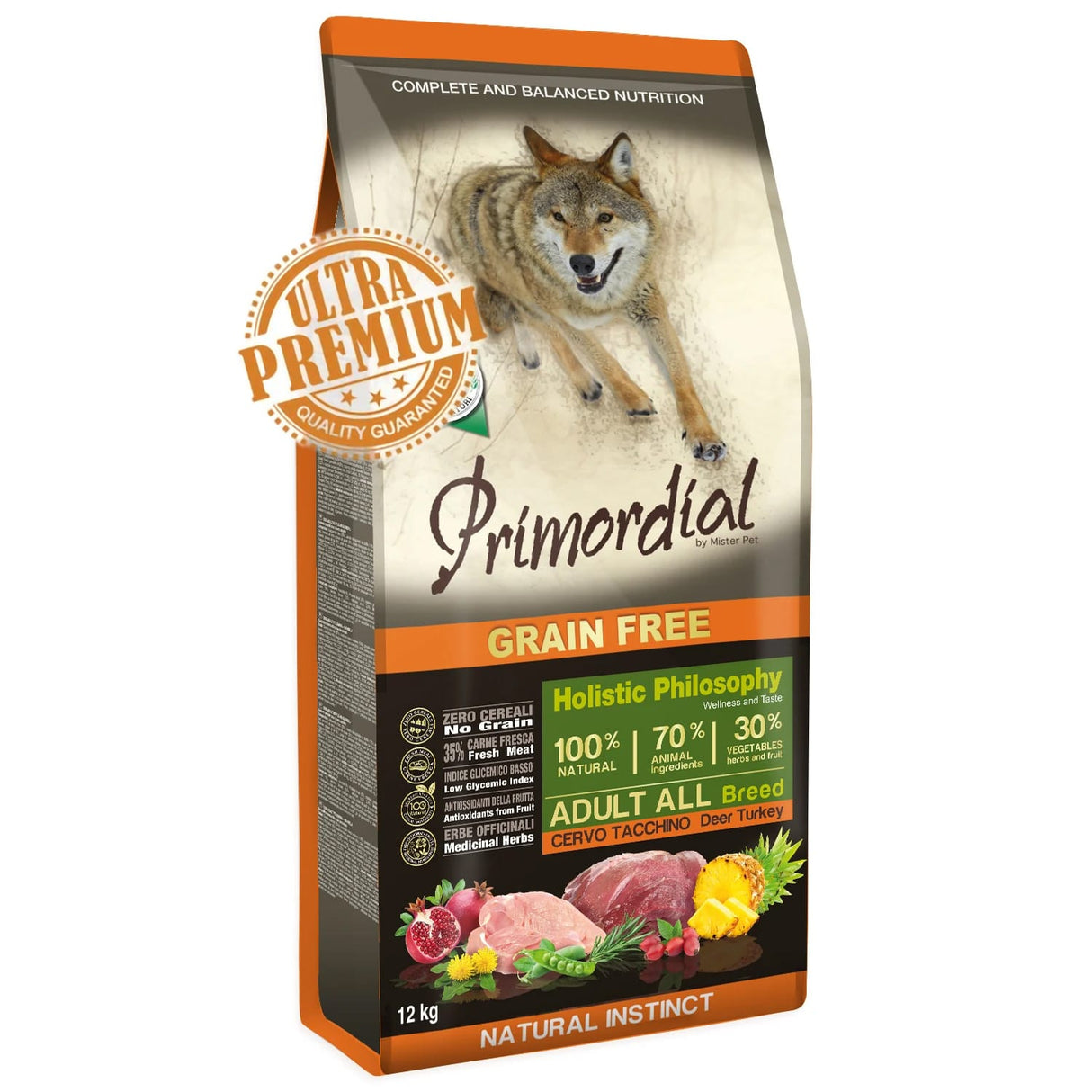 Primordial Primordial Grain-Free Holistic Dog Adult cu Carne de Caprioara si Curcan