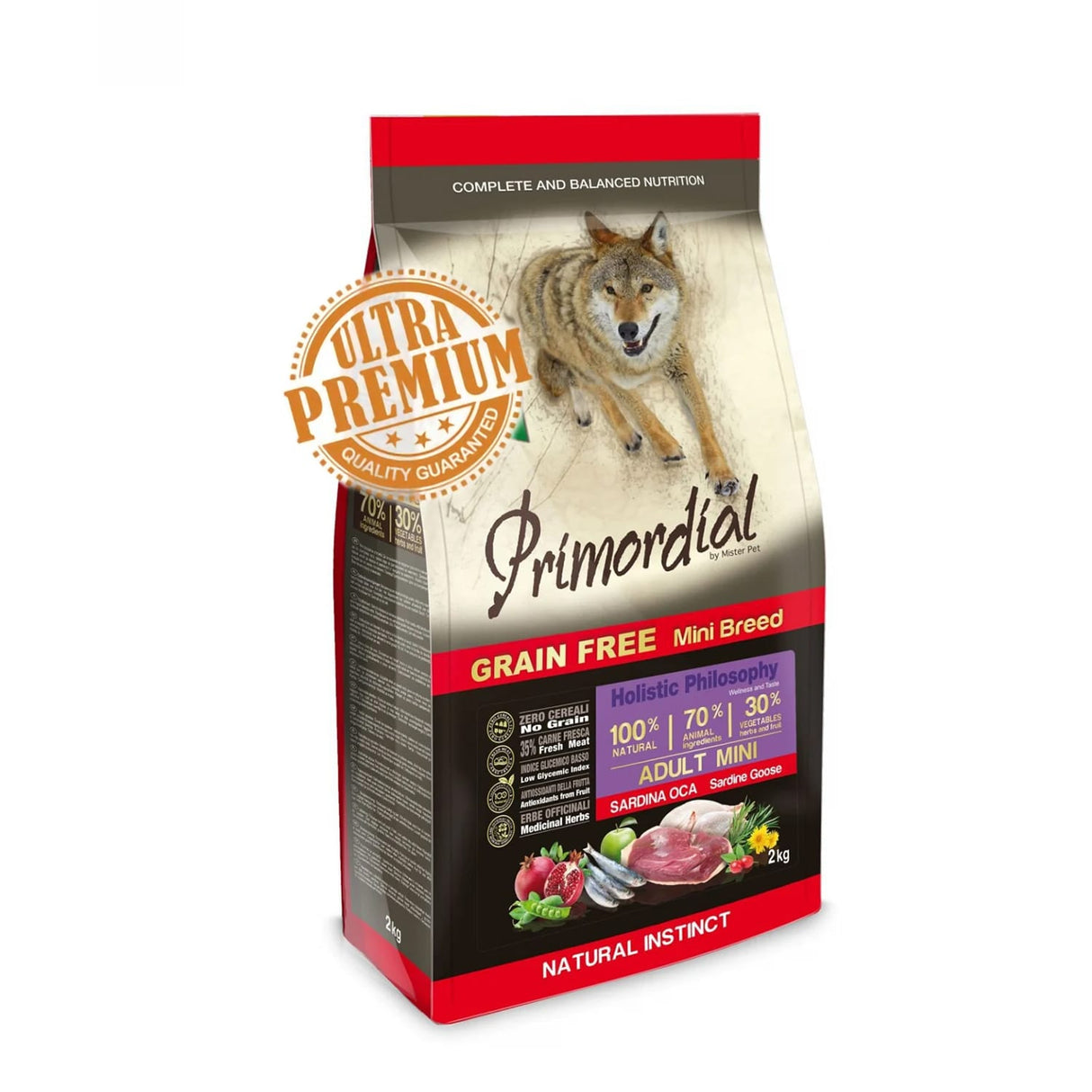 Primordial Primordial Grain-Free Holistic Dog Adult Mini cu Sardine si Gasca