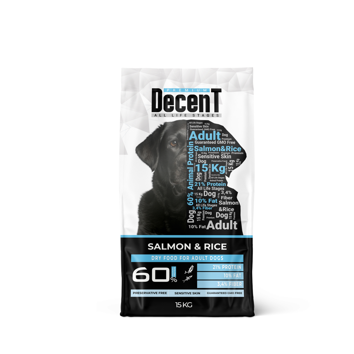 Decent DecenT Adult Dog Sensitive Skin cu Somon si Orez 15 Kg