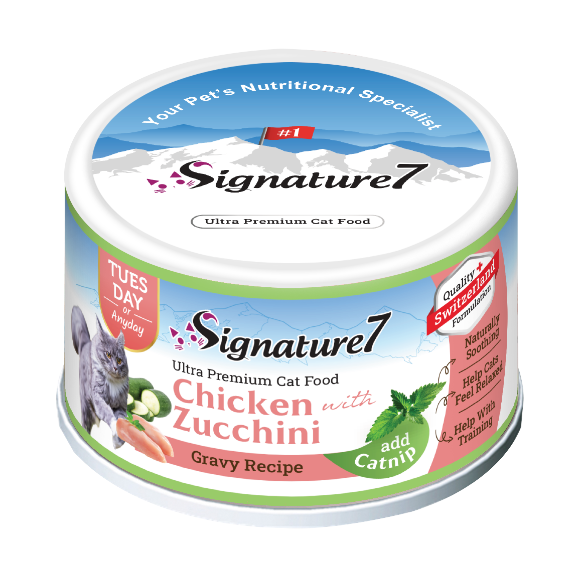Signature7 Cat Hrana Umeda Reteta cu Pui in Sos de Dovlecei 70 Gr