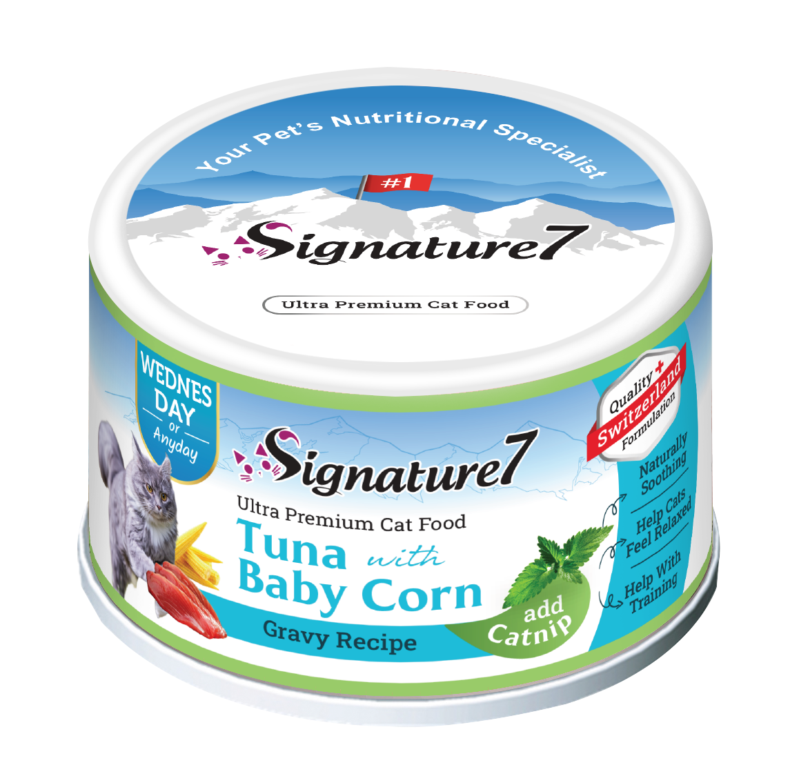Signature7 Cat Hrana Umeda Reteta cu Ton in Sos de Porumb Baby 70 Gr