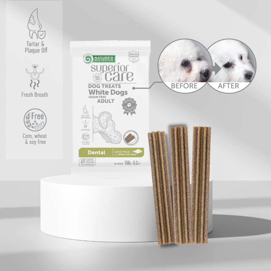 Nature's Protection Superior Care Superior Care White Dogs GF Recompense Hypoallergenic Dental cu Peste Alb 150 Gr - imagine 2