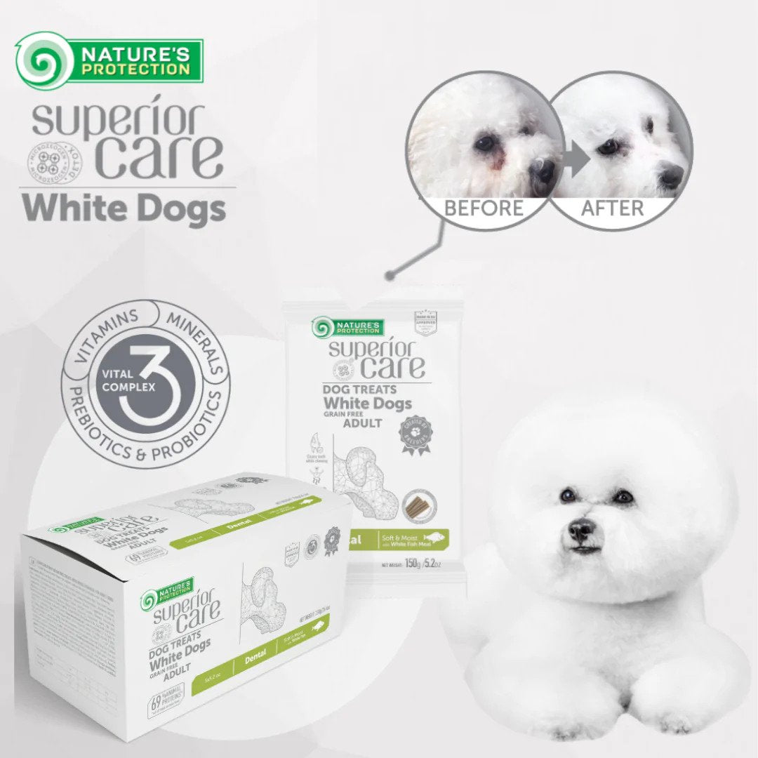 Nature's Protection Superior Care Superior Care White Dogs GF Recompense Hypoallergenic Dental cu Peste Alb 150 Gr - imagine 3