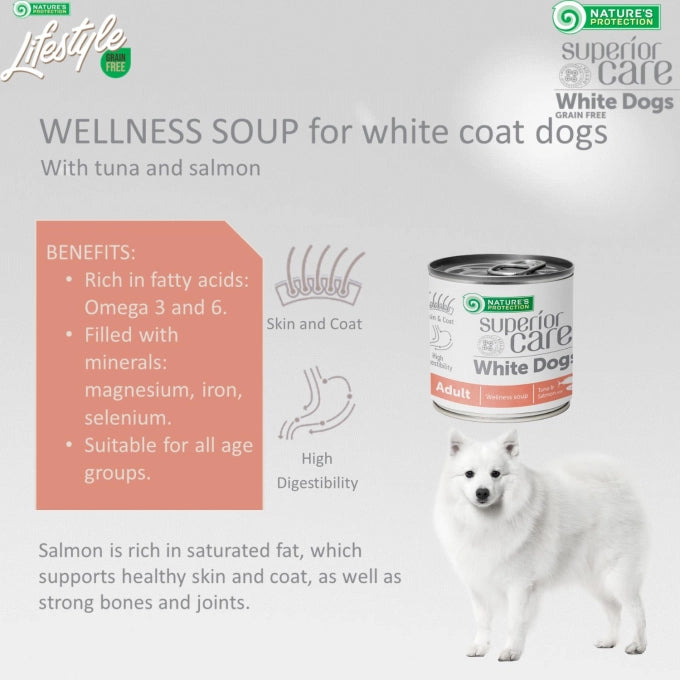 Superior Care White Dogs Wellness Soup cu Ton si Somon