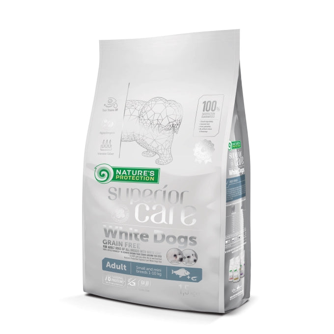 Superior Care White Dogs Grain Free Small&Mini Breeds Adult cu Peste Alb