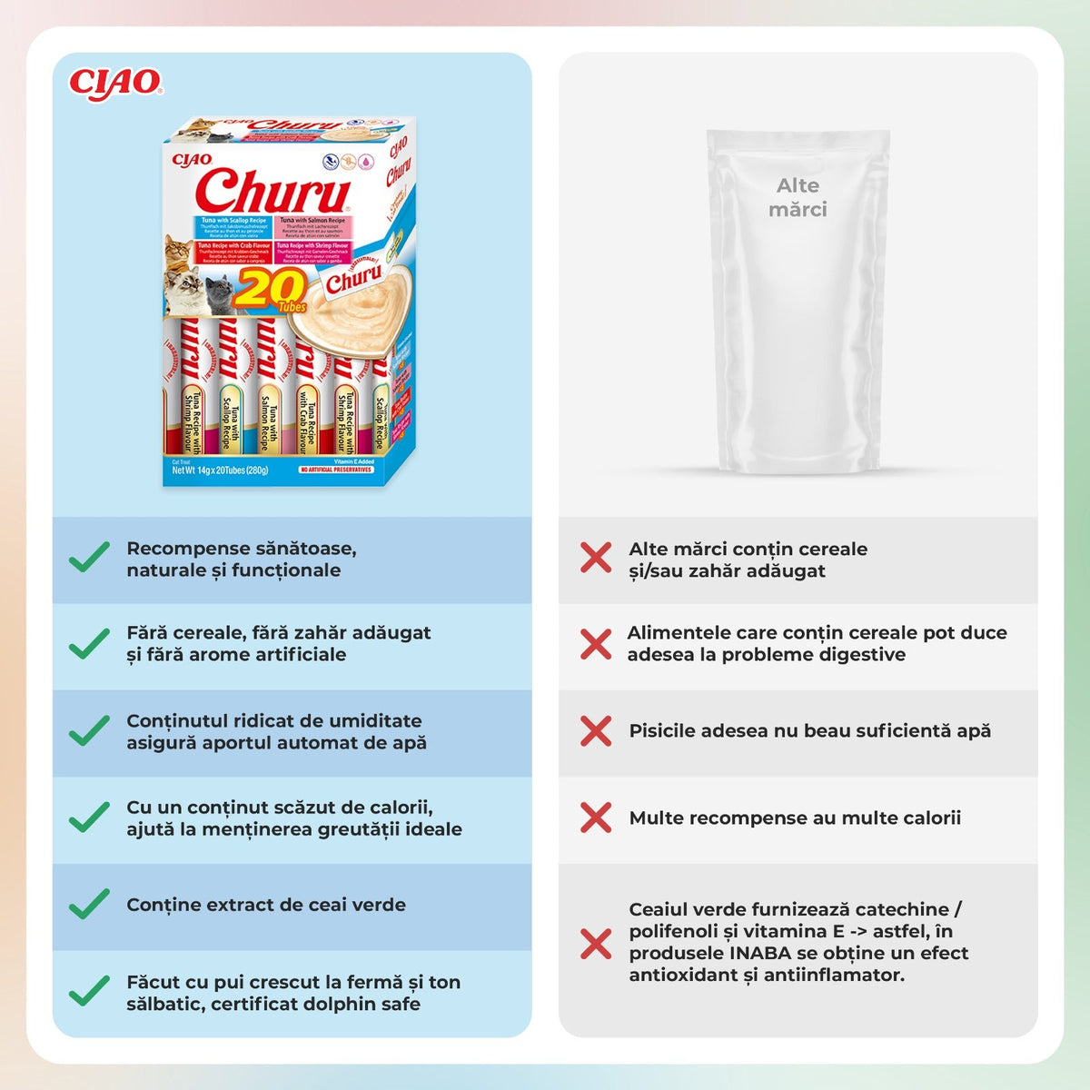 Churu Cat Varieties Recompense Cremoase cu Ton si Fructe de Mare 20 Buc