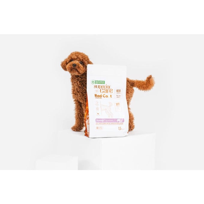 Superior Care Red Coat Grain Free Junior Small&Mini Breeds cu Somon