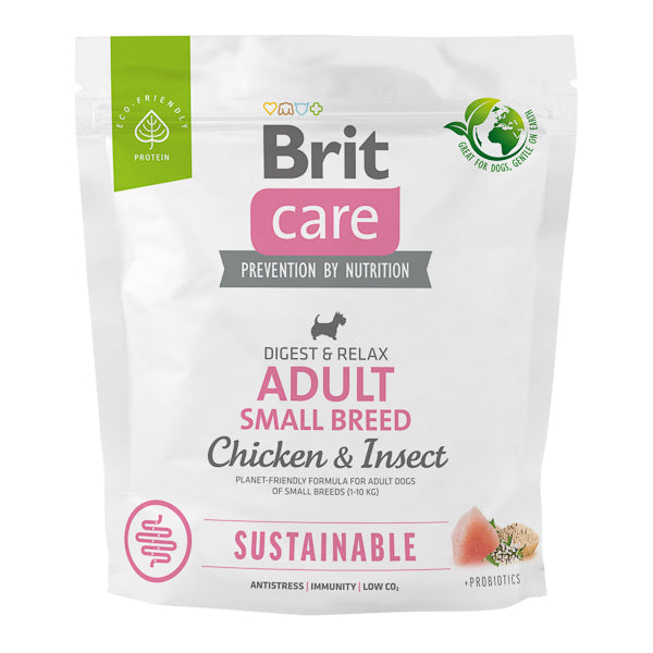 Brit Care Dog Sustainable Adult Small Breed cu Pui si Insecte