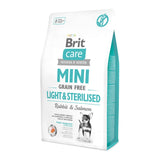 Brit Care Mini Grain Free Light and Sterilised cu Iepure si Somon