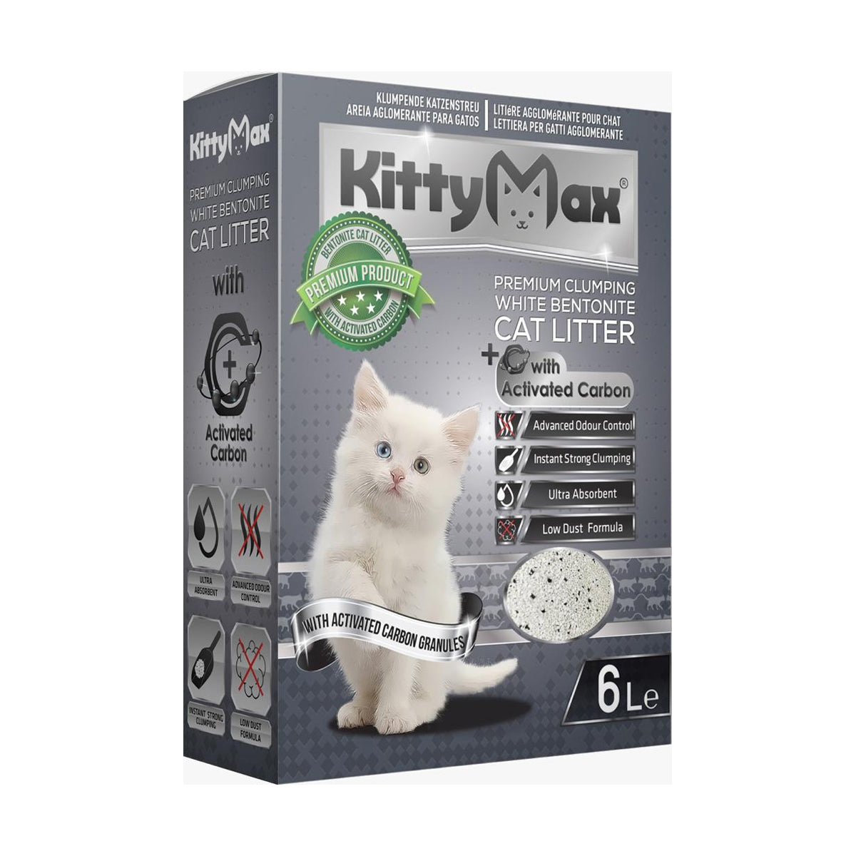 KittyMax Asternut Igienic Premium KittyMax Active Carbon pentru Pisici 6 L