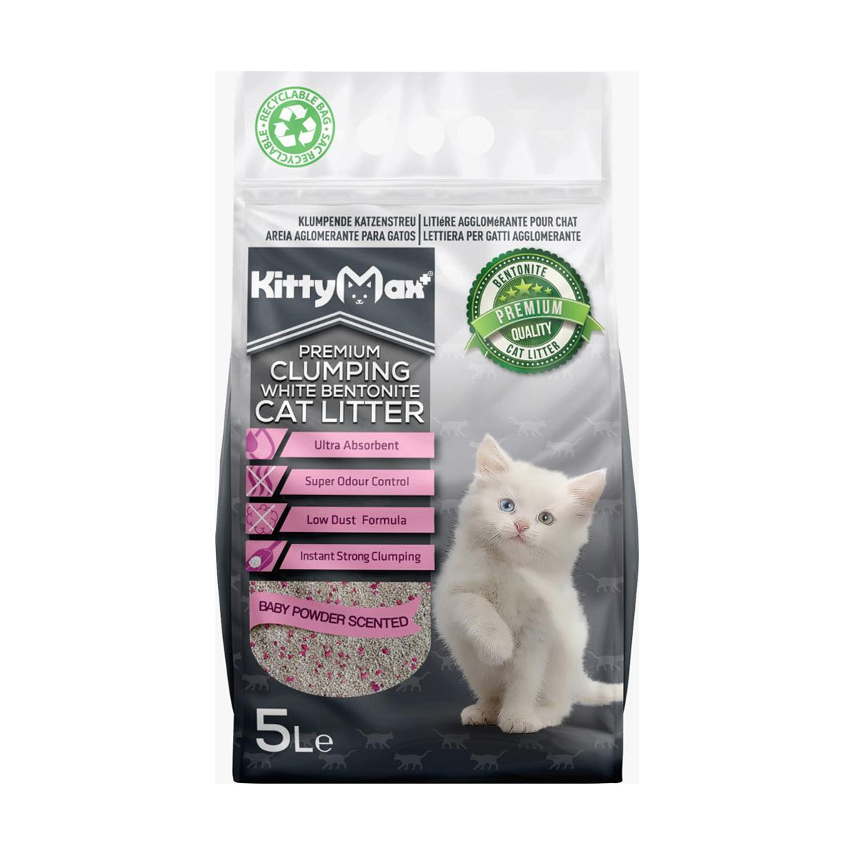 KittyMax Asternut Igienic Premium KittyMax Baby Powder pentru Pisici