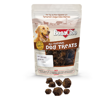BonaCibo Bonacibo Dog Recompense Cuburi din Plamani de Vita 100 Gr