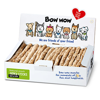 Bow Wow Bow Wow Recompense pentru caini natural sticks cu burta de vita, 50buc/box - imagine 1