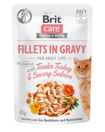 Brit Care Brit Care Cat Fillets in Gravy With Tender Turkey and Savory Salmon Plic 85 G - imagine 1