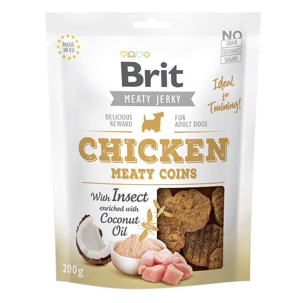 Brit Care Brit Dog Adult Jerky Meaty Coins Pui cu Insecte