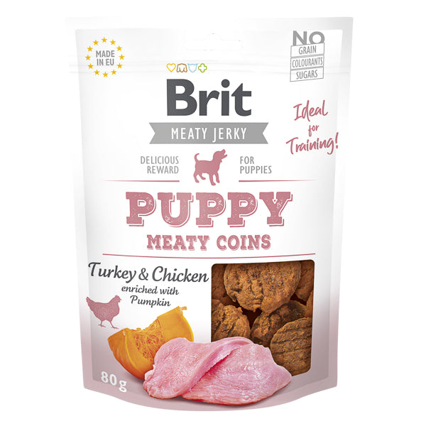 Brit Care Brit Dog Jerky Puppy Meaty Coins Curcan 80 Gr - imagine 1