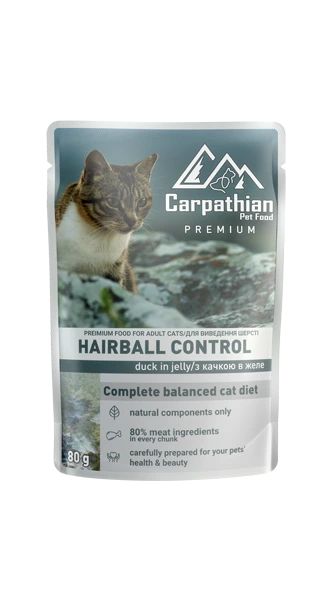 Carpathian Pet Food Carpathian Cat Adult Hairball Plic Rata in Jeleu 80 Gr