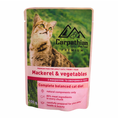 Carpathian Pet Food Carpathian Cat Adult Plic Macrou si Legume in Sos 100 Gr